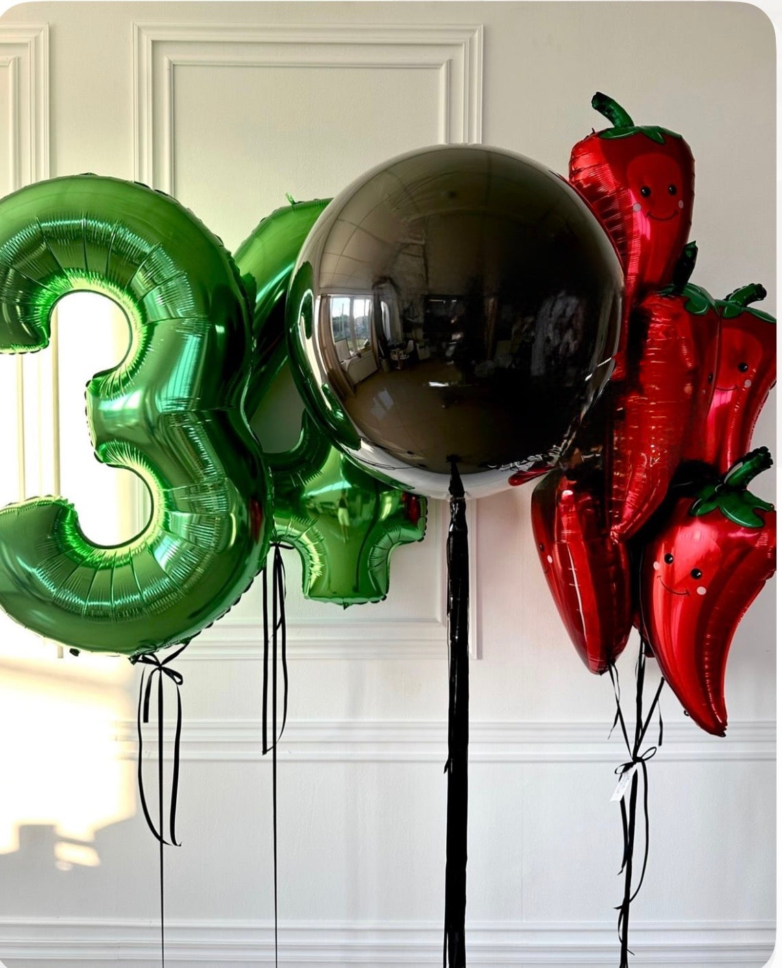 Custom Number Balloon Bouquet with Chili Pepper Theme