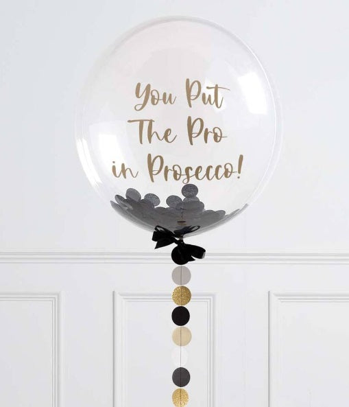 Large Helium Balloon Foil Heart with Personalized Text 24' Gold / Black