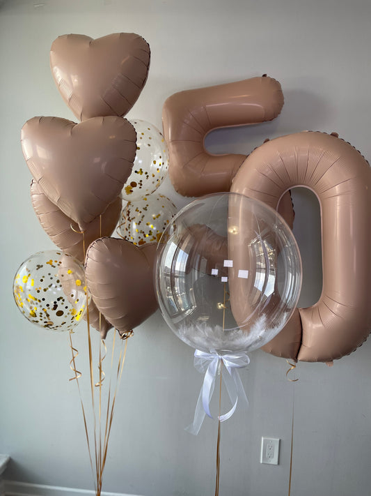 Helium bouquet 21 pink and gold