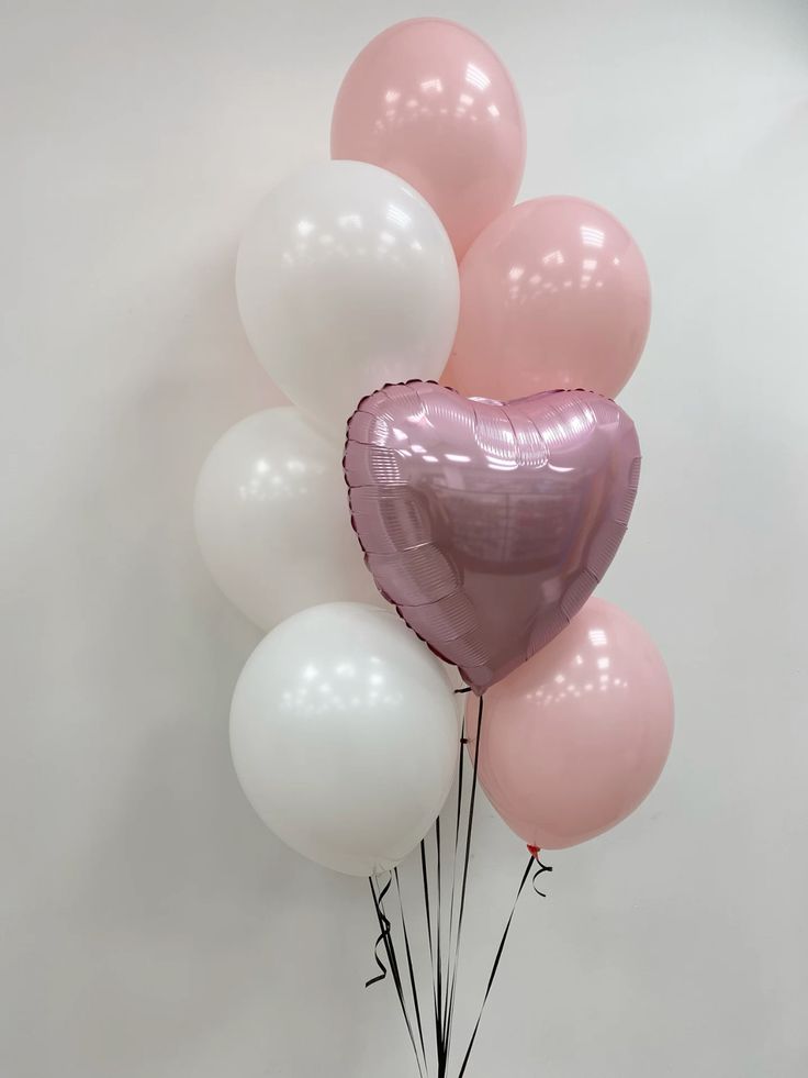 Helium balloon bouquet for birthday Pink heart 2