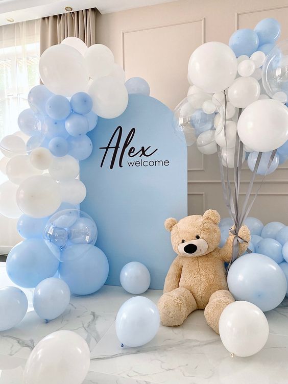 Backdrop in blue Teddy Bear