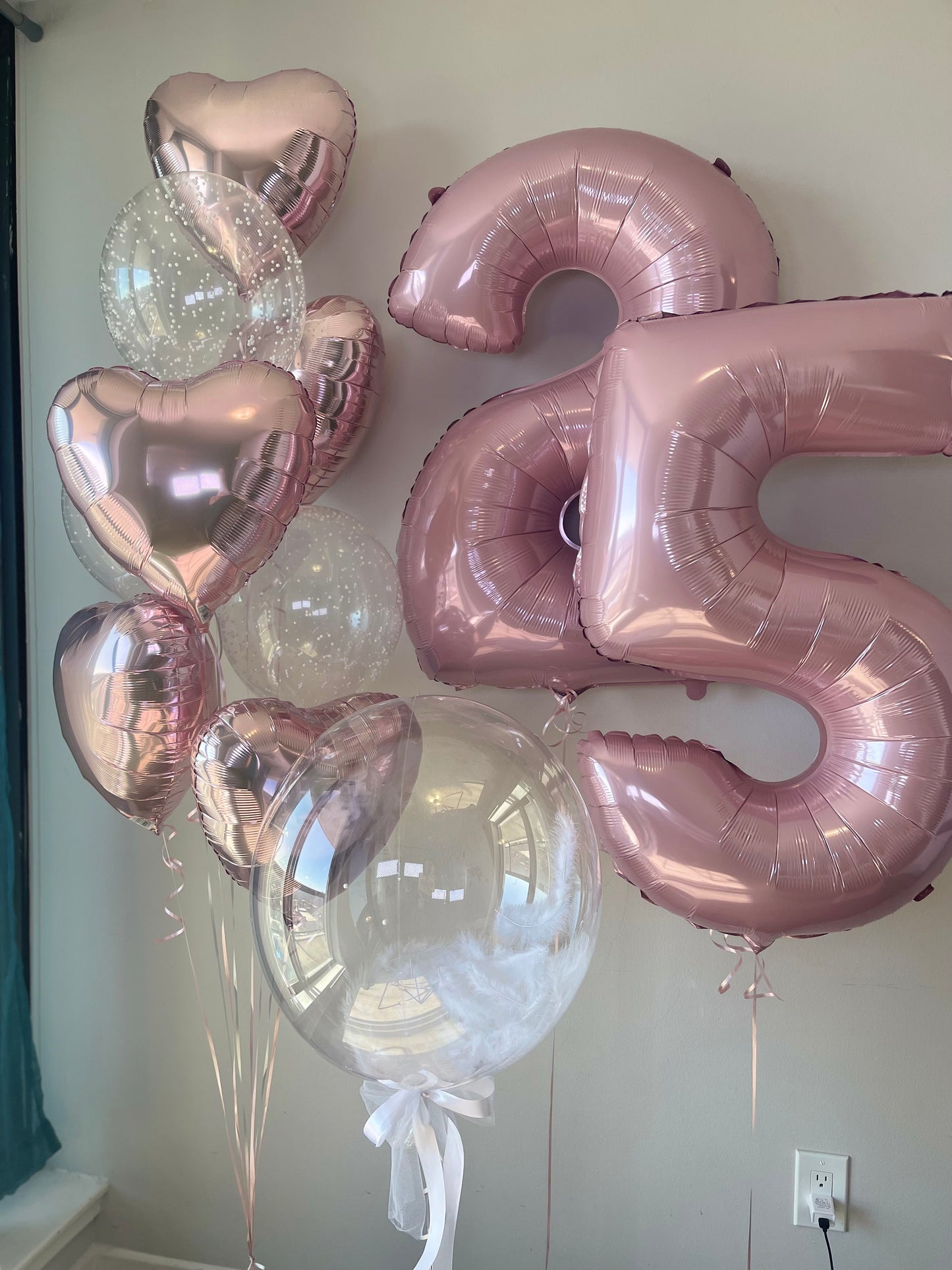 Helium bouquet 22 light pink and white
