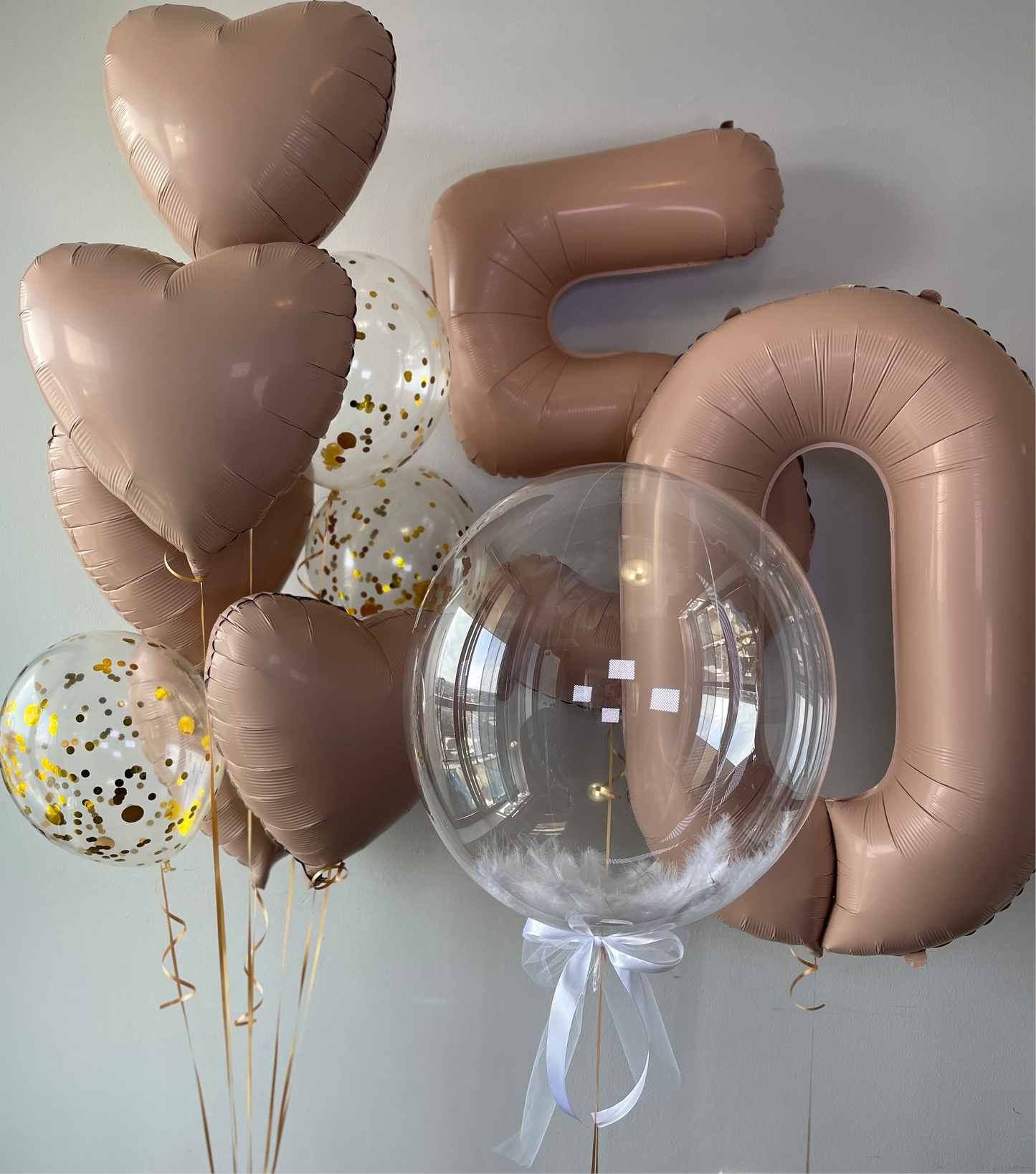 Helium bouquet 21 pink and gold