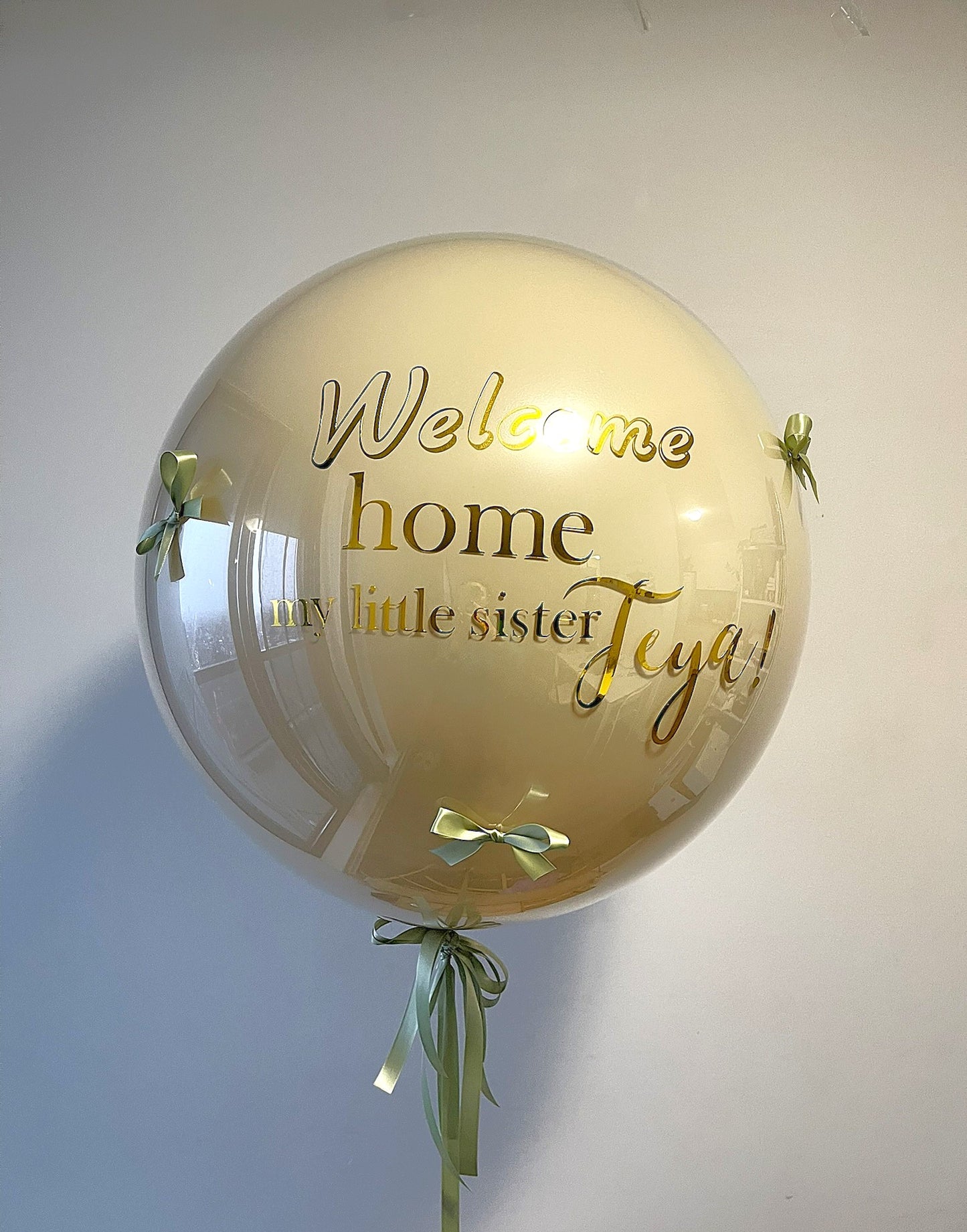 Large Helium Balloon with Personalized Text 36'' with the olive bows