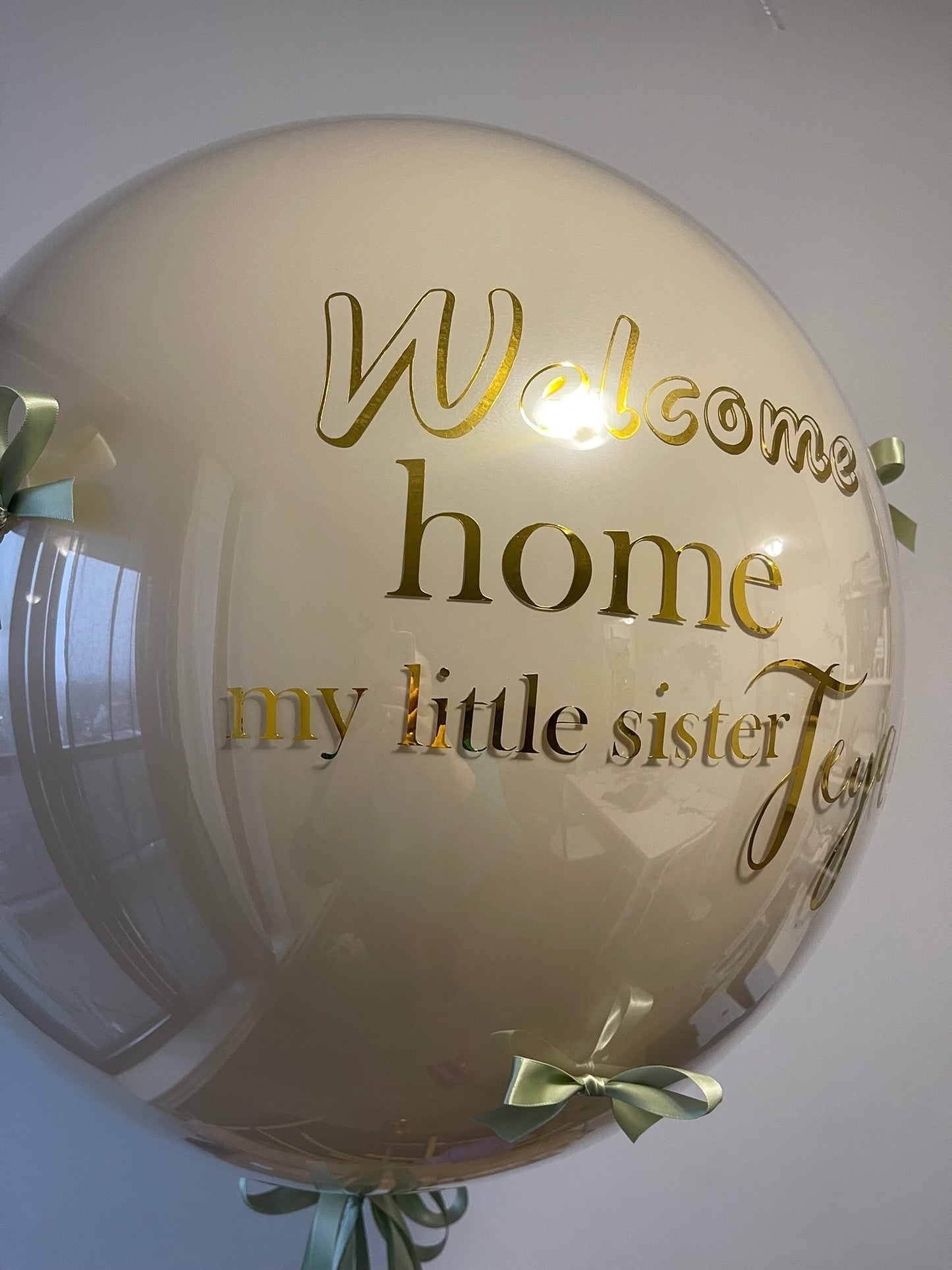 Large Helium Balloon with Personalized Text 36'' with the olive bows