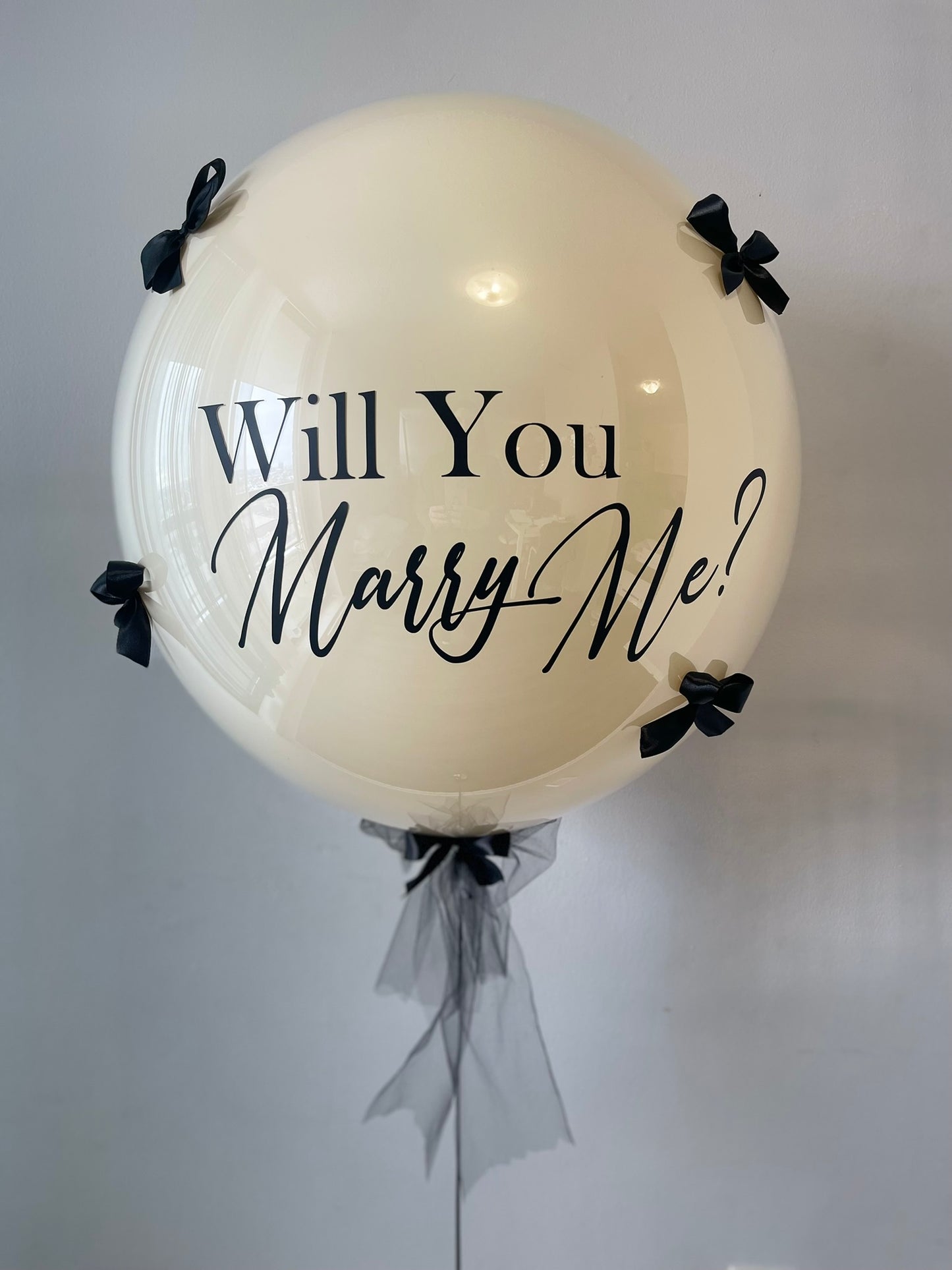 Large Helium Balloon with Personalized Text 36'' with the black bows