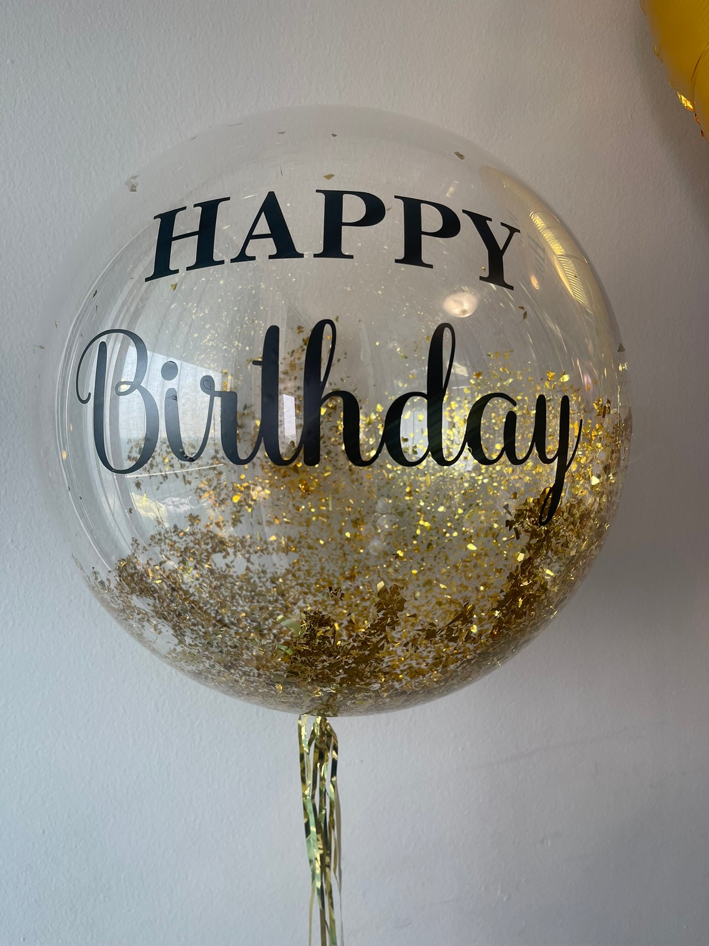 Large Helium Balloon with Personalized Text 24' Gold confetti