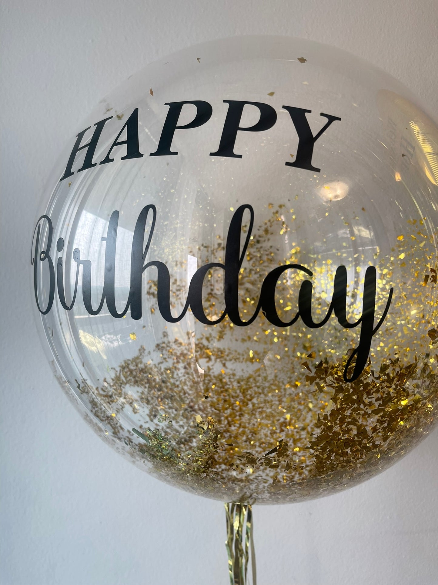 Large Helium Balloon with Personalized Text 24' Gold confetti