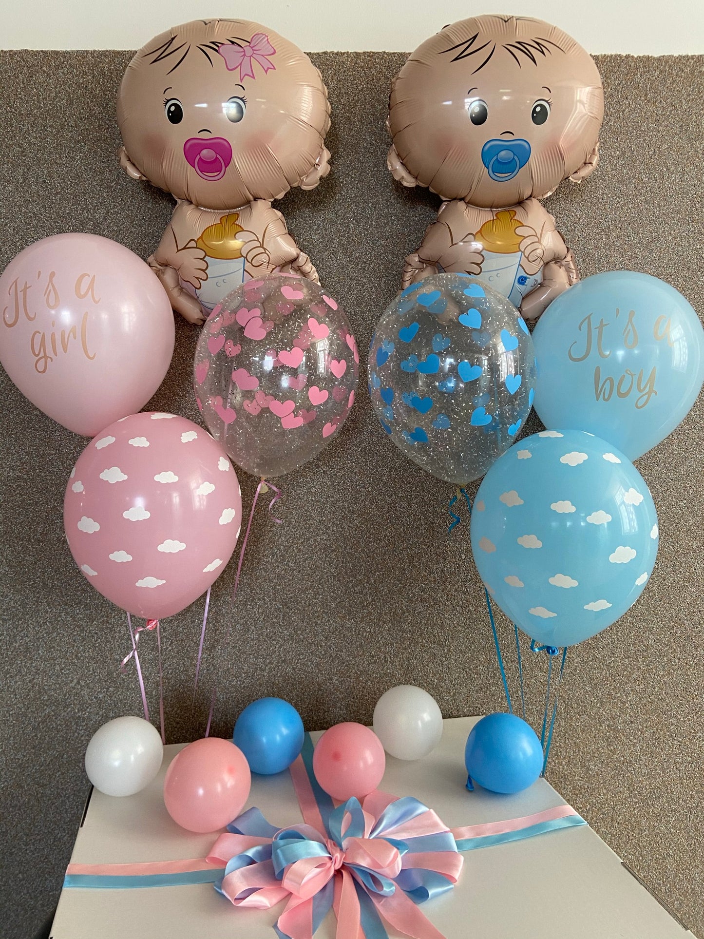 Stylish Giant Surprise Box with helium balloons for Gender party