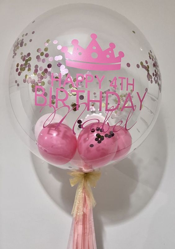 Large Helium Balloon with Personalized Text 24' Confetti Princess