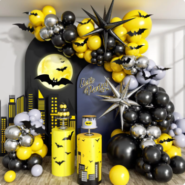 Backdrop Batman Theme with Starburst Balloons Boys