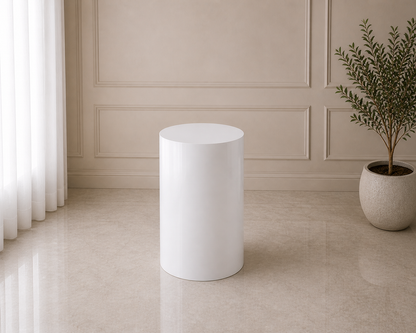 Metal Cylinder Display Stand – White (Small) | Rental