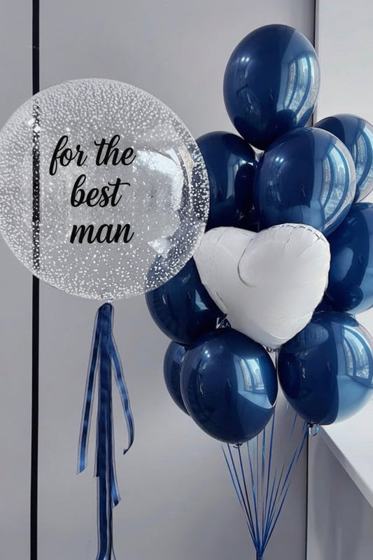 Luxury Men’s Helium Balloon Set in Navy Blue & White