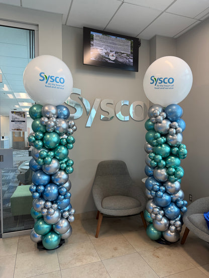 Balloon Column/Pillar organic With Round top and personalized text chrome/shiny balloons