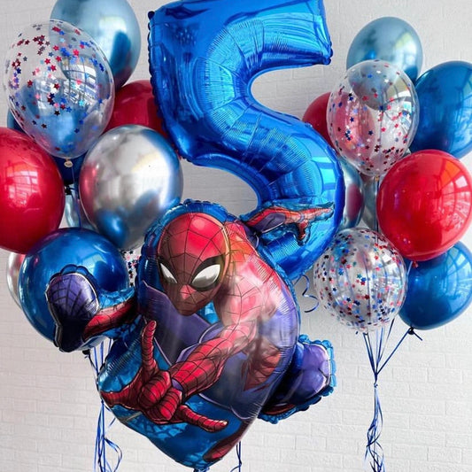 Helium balloon bouquet for boys 14 Spiderman