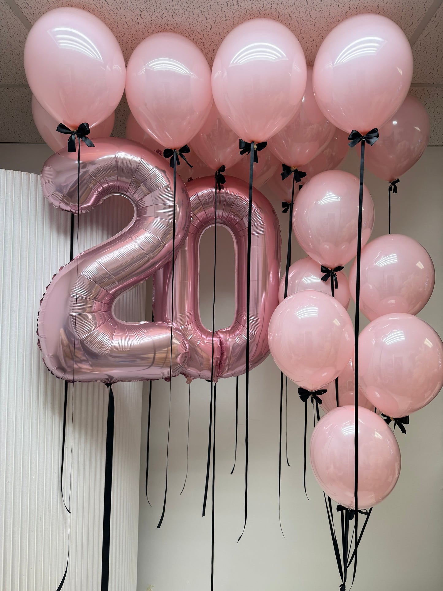 Custom "Glass Pink" Balloon Bouquet with Satin Bows