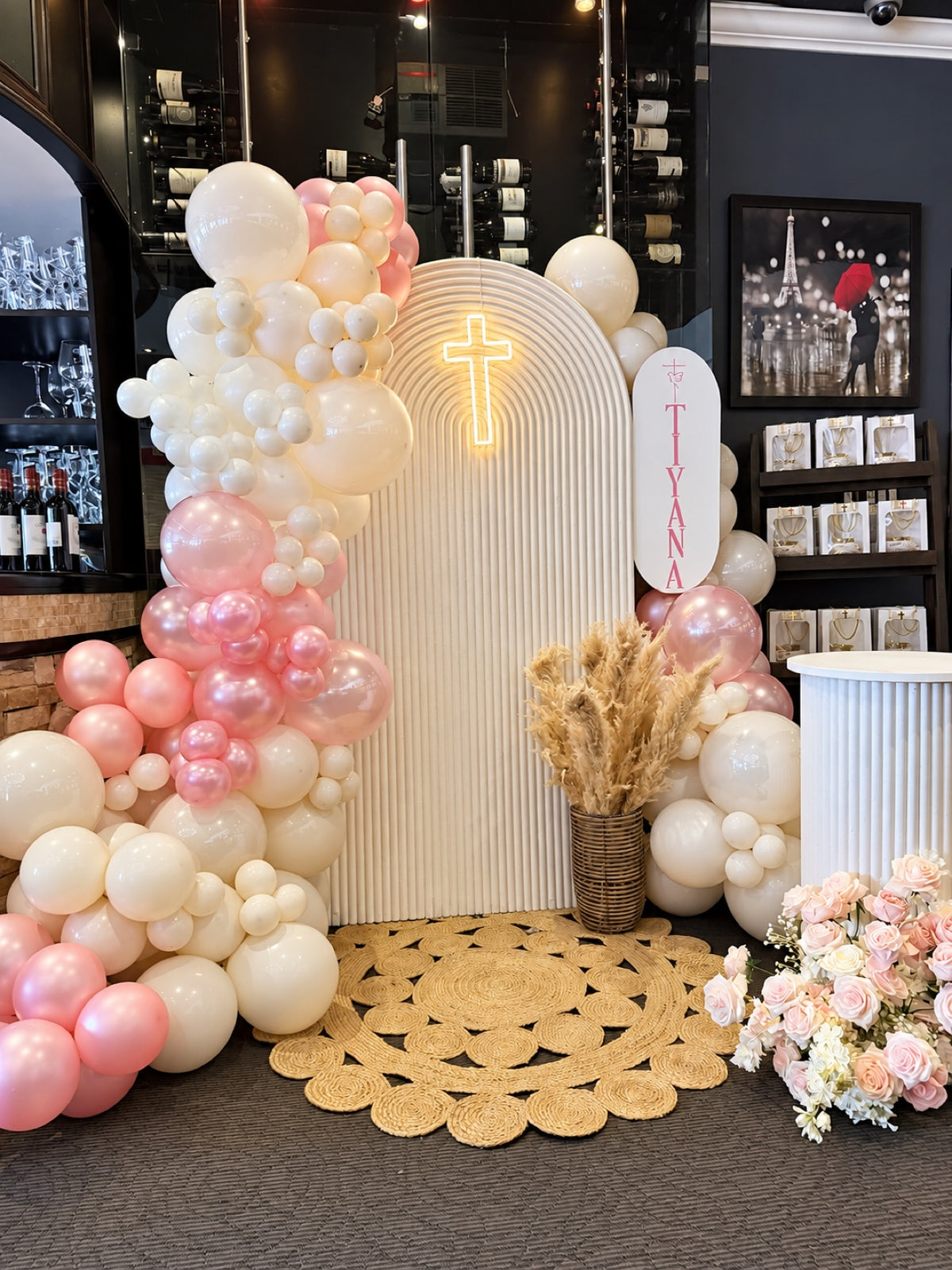 pink baptism balloon decor Ottawa