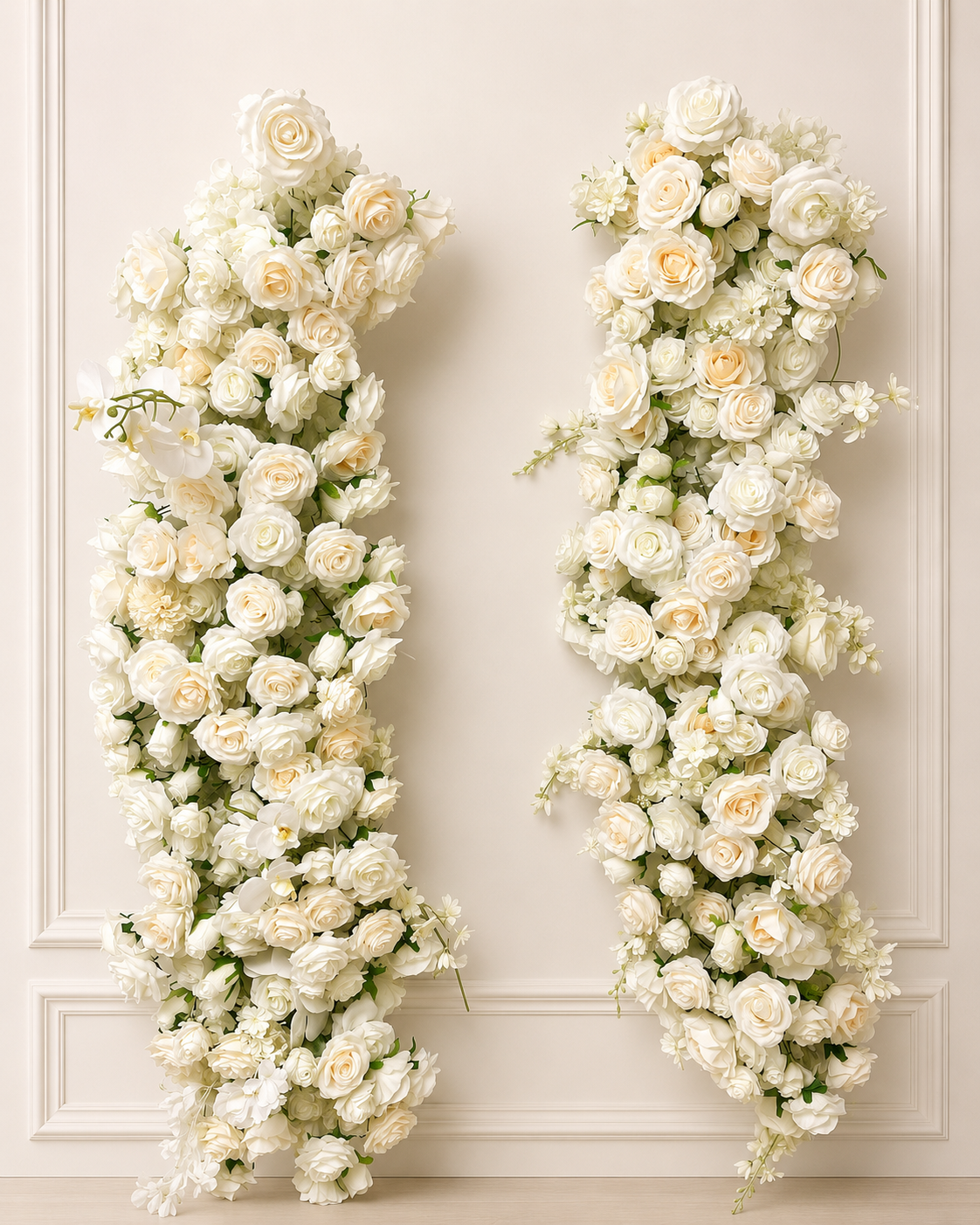 White Rose Floral Installation Duo (Rental)