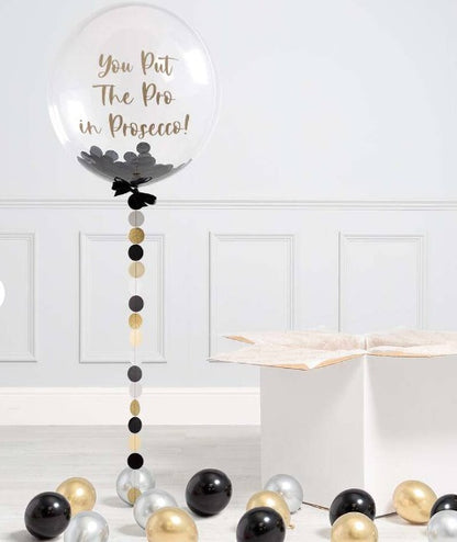 Large Helium Balloon Foil Heart  with Personalized Text 24' Gold / Black