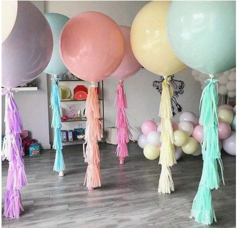 Large 36-Inch Pastel Helium Balloon with Elegant Tassels