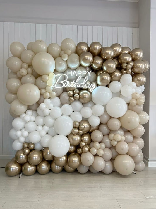 Backdrop Happy Birthday Balloon wall with LED sign