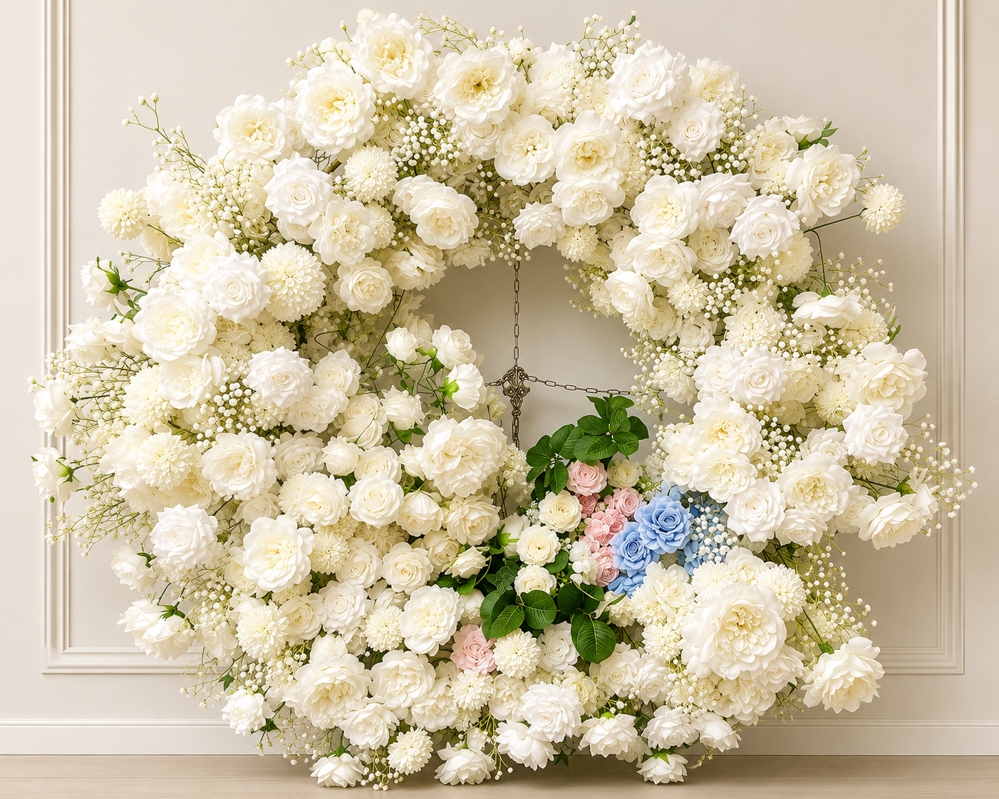 Grand White Wedding Floral Ring (Rental)