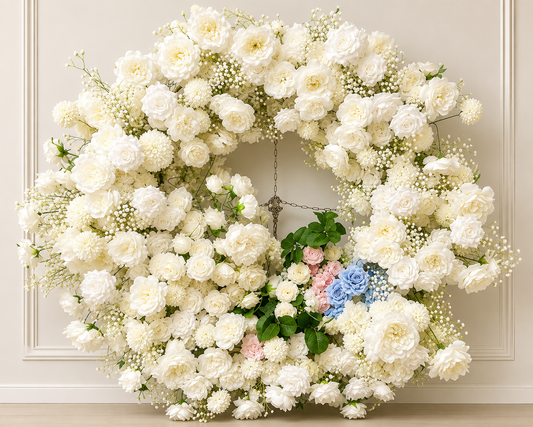 Grand White Wedding Floral Ring (Rental)