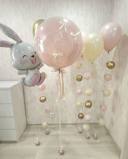 Helium balloon bouquet for girls 09 Bunny