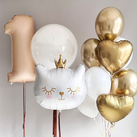 Helium balloon bouquet for girls 27 White Cat