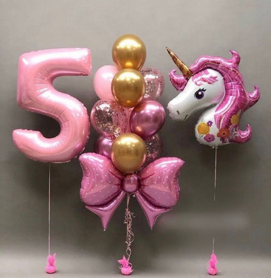 Helium balloon bouquet for girls 16 Unicorn