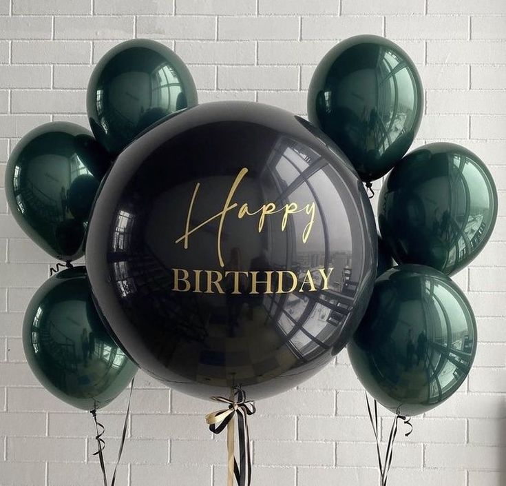 Helium balloon bouquet for men 6 Mirror green