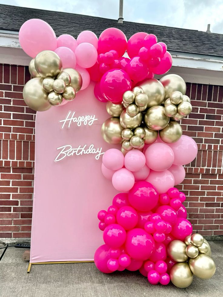 Backdrop Happy Birthday in pink