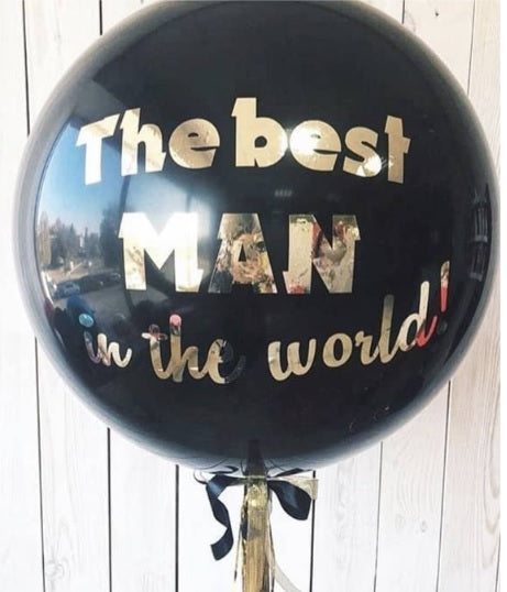 Large Helium Balloon with Elegant Bows and Personalized Text Best man