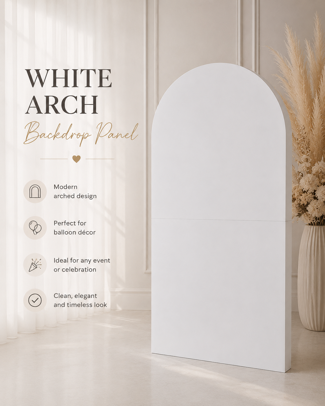 White Arch Backdrop Panel Small (Rental)