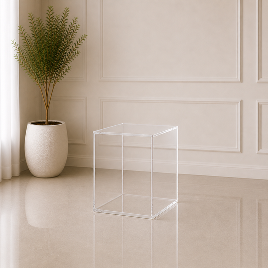 Clear Acrylic Cube Pedestal – Small | Rental