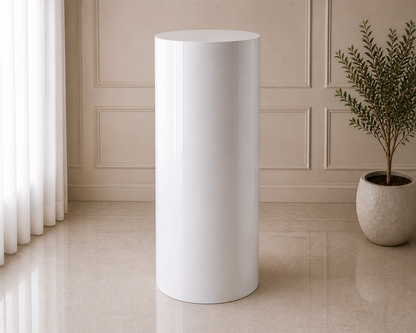 Metal Cylinder Display Stand – White (Large) | Rental