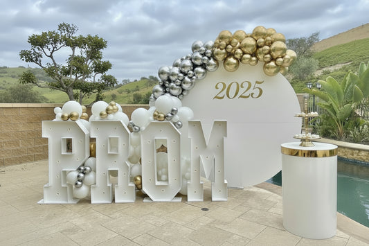 Prom Photo Backdrop with Marquee PROM Letters & Balloon Garland