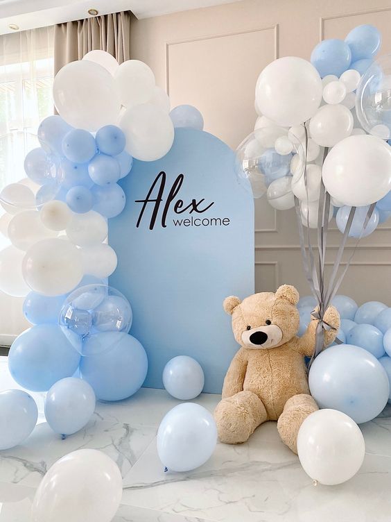 Backdrop  in blue Teddy Bear