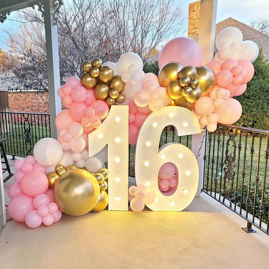 Decoration with marquee numbers