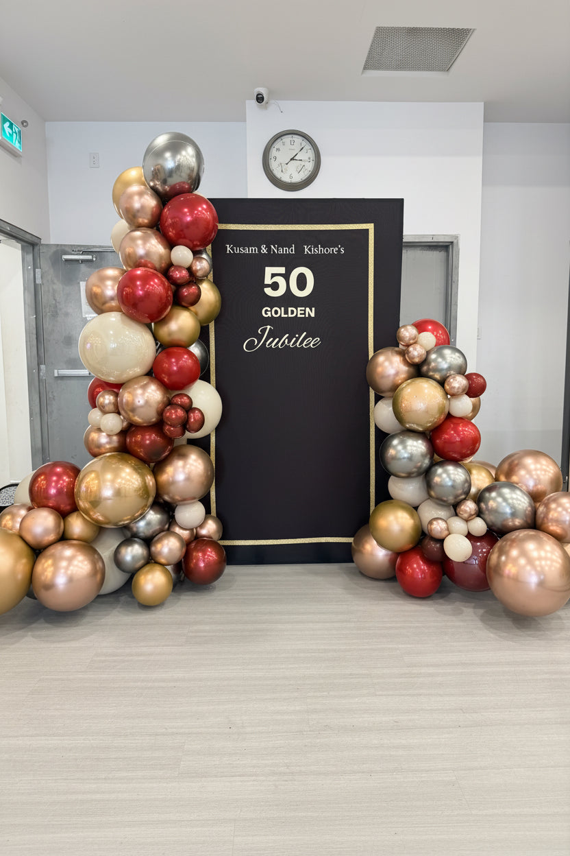 Golden Jubilee Balloon Backdrop – 50th Anniversary