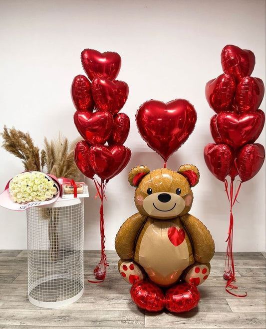 Helium balloons St. Valentine foil red hearts Teddy bear #6