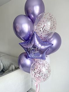 Helium balloon bouquet for birthday Purple