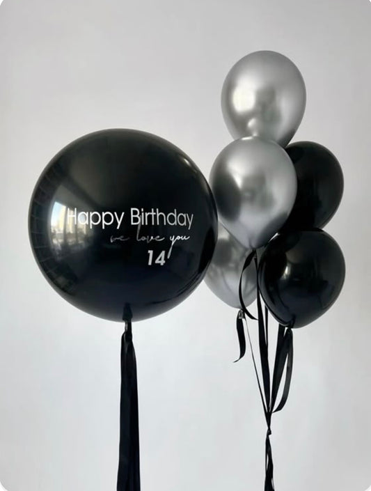 Helium Black & Silver Birthday Balloon Set | Personalized Helium Balloons – Ottawa