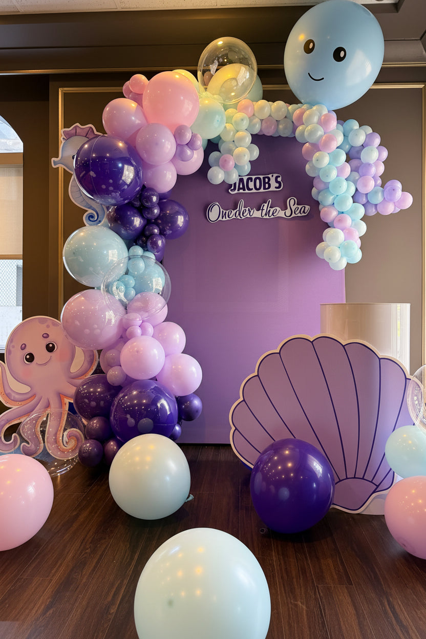Under the Sea Birthday Balloon Backdrop – Ocean / Octopus Theme