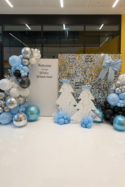 Winter Wonderland Balloon Backdrop with Sequin Wall