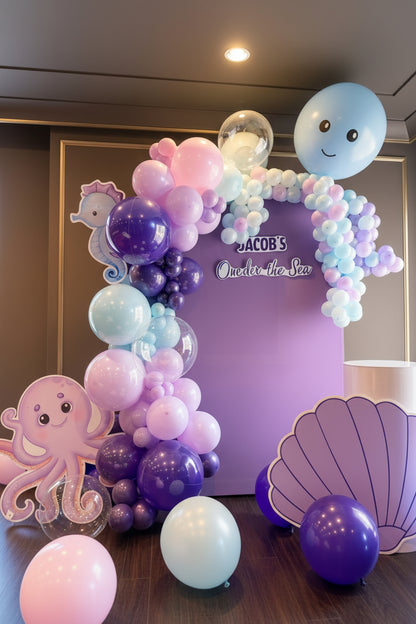 Under the Sea Birthday Balloon Backdrop – Ocean / Octopus Theme