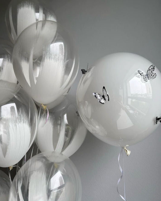 Helium balloon bouquet for girls 14 white Butterfly