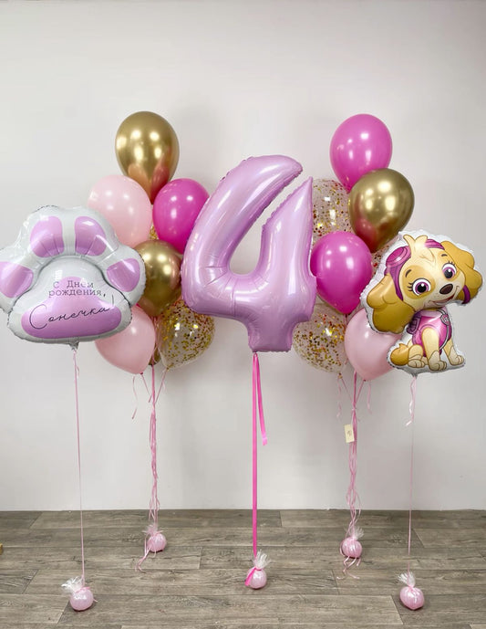 Helium balloon bouquet for girls 21 Paw Patrol Sky