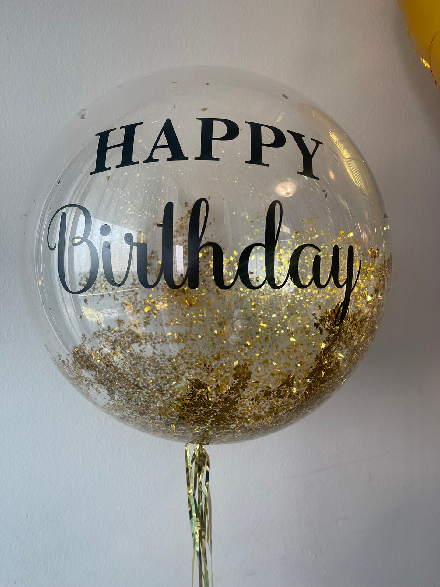 Large Helium Balloon   with Personalized Text 24' Gold confetti