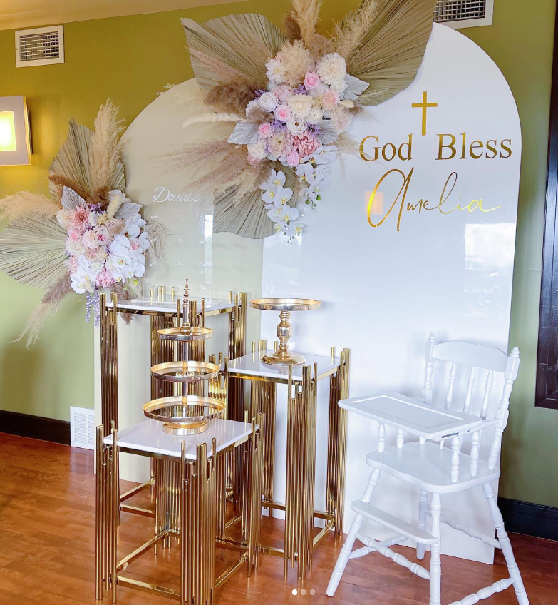 Gold Geometric Pedestal Stands – Set of 3 (Square Top) | Rental (Best Value)